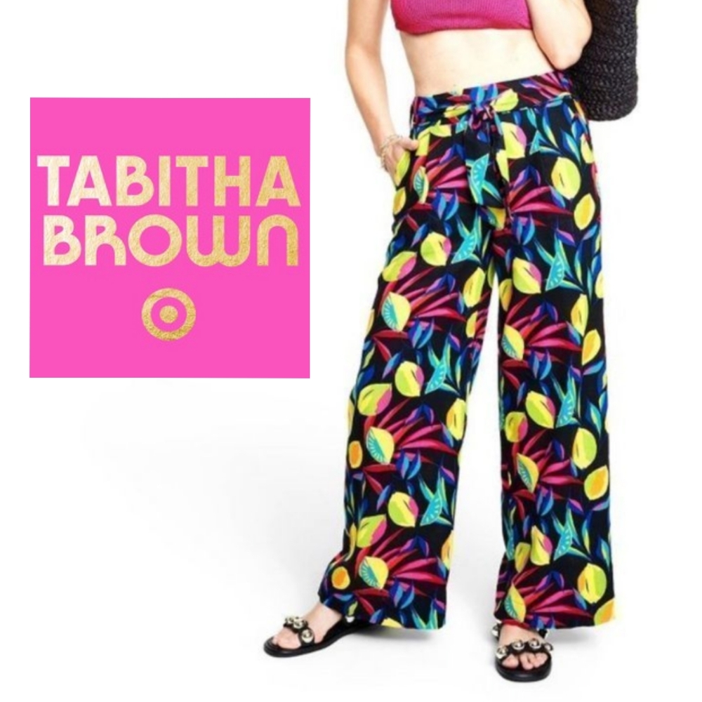 SOLD NWT HTF Tabitha Brown x Target Women's Lemon Print Wide Leg Pants Size